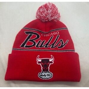 Mitchell & Ness Chicago Bulls Basketball NBA Red Cuffed Knit Beanie Hat Cap OSFA